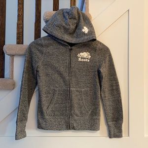 Roots Girls Salt and Pepper Zip Hoodie Size Large 9-10 YRS